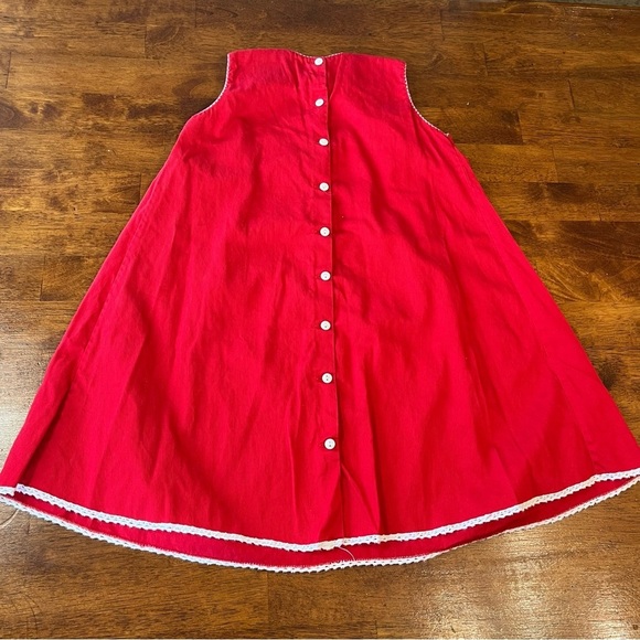 Strasburg red corduroy dress floral mushroom lady bug dress size 4 - Picture 6 of 6